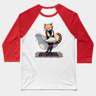 Red panda Elegance – The Iconic Fluttering Dress Illustration Baseball T-Shirt